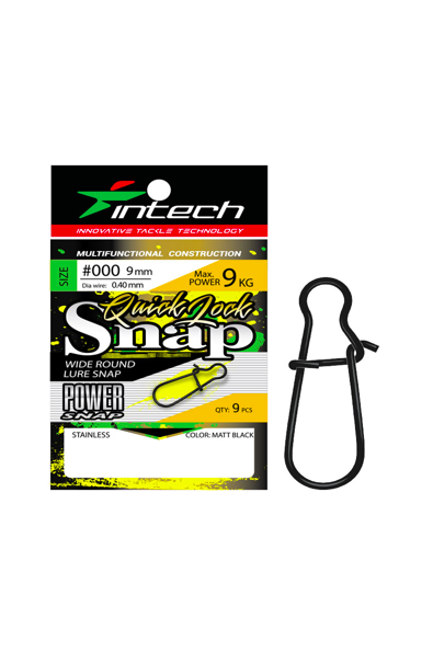 INTECH Quick Lock Snap Size 00 12kg qty 10 Matt Black