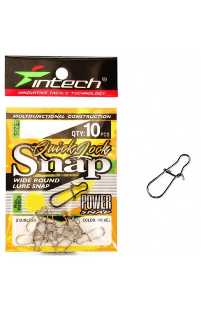 INTECH Quick Lock Snap Size 1 25kg qty 10 Nickel