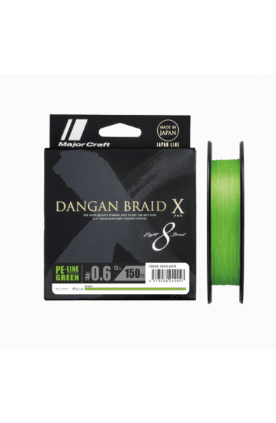MAJOR CRAFT Dangan Braid X PE x8 1.0 16lb 150m Green