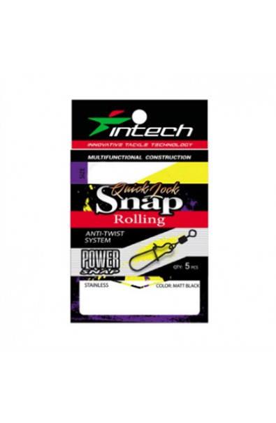 INTECH Quick Lock SnapRolling Matt black 5pcs 00size 12kg