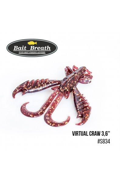 BAIT BREATH Soft Bait Virtual Craw Size 3.6 inc Color S834 Cola Blue Gold Apricot 8pcs