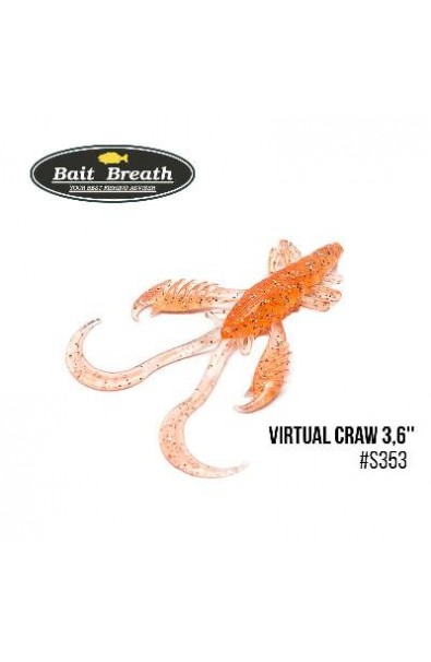 BAIT BREATH Soft Bait Virtual Craw Size 3.6 inc Color S351 UV Hologram Clear Red 8pcs