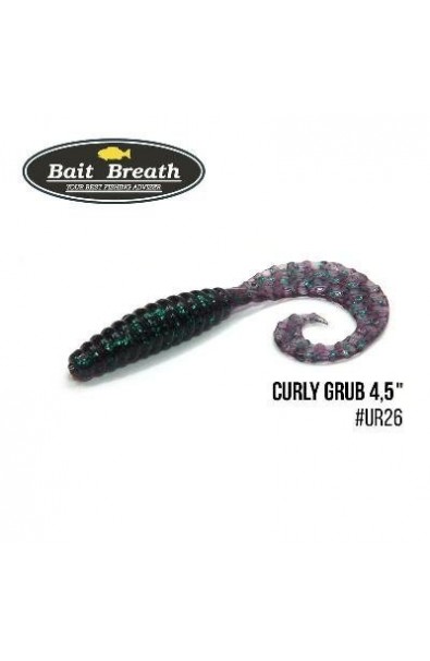 BAIT BREATH Soft Bait Breathe FD Curly Grub Size 3.5 inch Color UR26 junebug Green 10pcs