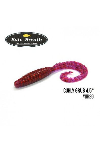 BAIT BREATH Soft Bait Breathe FD Curly Grub Size 3.5 inch Color UR29 Chameleon Red Seed 10pcs