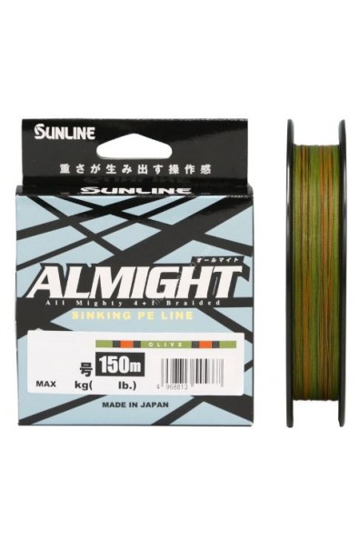 SUNLINE Almight Sinking PE Line 1.0PE Max 7.5kg Lenght 150m Olive