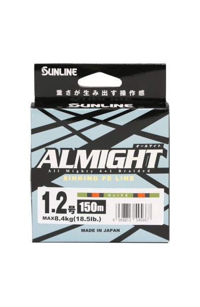 SUNLINE Almight Sinking PE Line 1.2PE Max 8.4kg Lenght 150m Olive