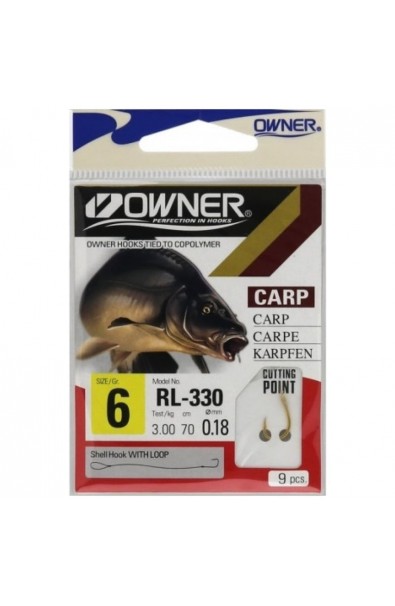 OWNER Carp RL-330 Size 6 0.18mm Lenght 70cm Test 3.00kg qty 9