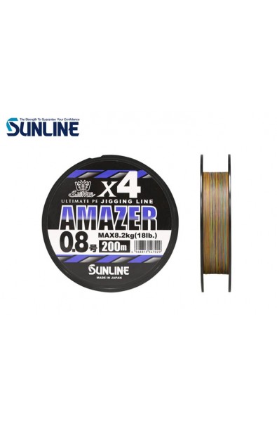 SUNLINE Amazer X4 PE Jigging Line 1.0 200m Max 9.5kg 21Lb Multicolor