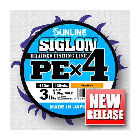 Sunline SIGLON PE x 4 1,2 20 lb 9,2 kg. 150 m. Orange
